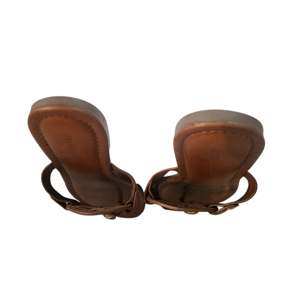Franco Fortini Brown Leather Sandals with Cut-Out Design Size: 6 - Picture 7 of 11